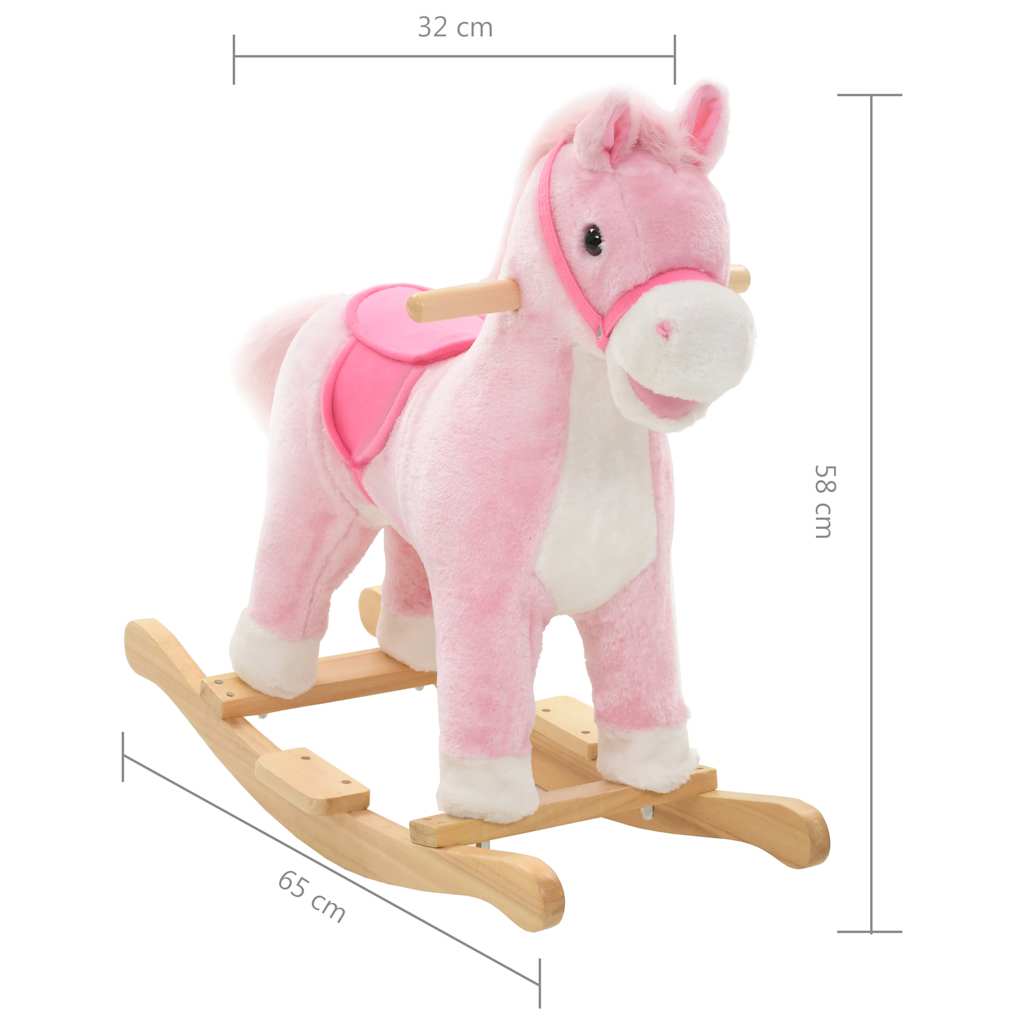 vidaXL Schaukeltier Pferd Plüsch 65x32x58 cm Rosa