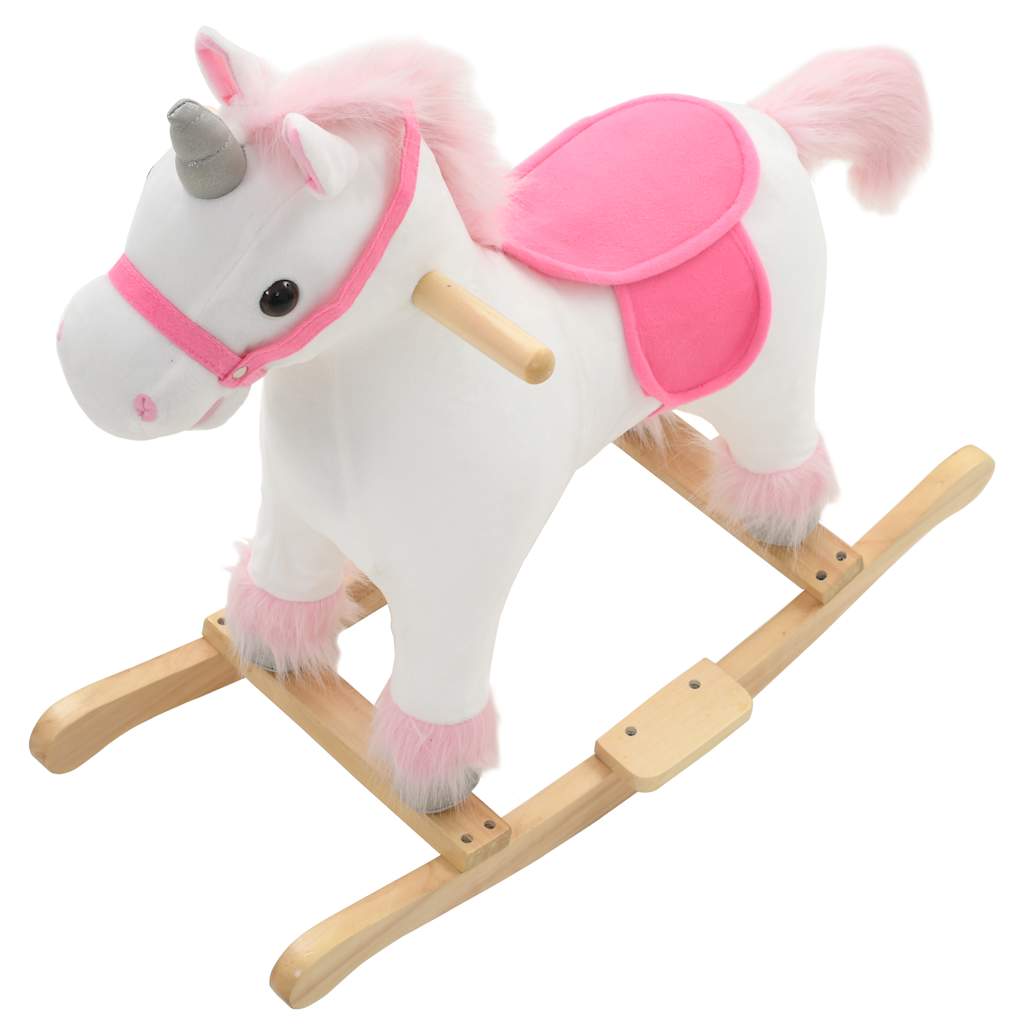 vidaXL Schaukeltier Einhorn Plüsch 65x32x58 cm Weiß und Rosa