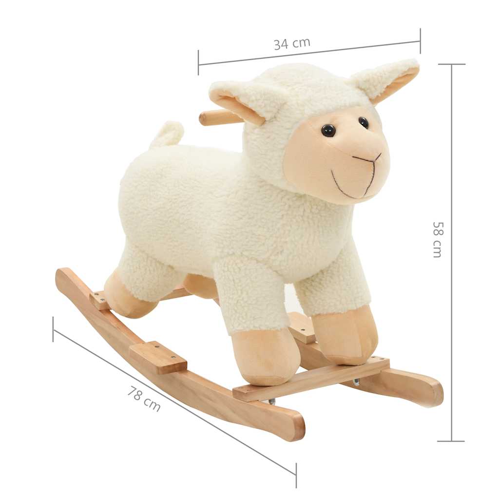 vidaXL Schaukeltier Schaf Plüsch 78x34x58 cm Weiß