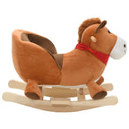 vidaXL Schaukeltier Pferd mit Rückenlehne Plüsch 60x32x50 cm Braun