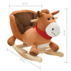 vidaXL Schaukeltier Pferd mit Rückenlehne Plüsch 60x32x50 cm Braun