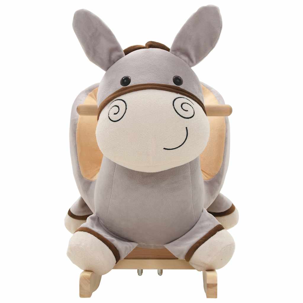 vidaXL Schaukeltier Esel mit Rückenlehne Plüsch 60x32x55 cm Grau