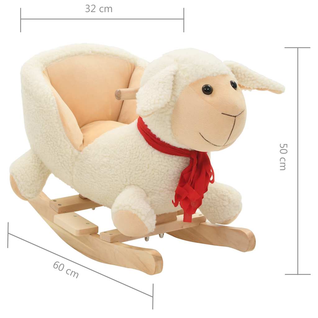 vidaXL Schaukeltier Schaf mit Rückenlehne Plüsch 60x32x50 cm Weiß