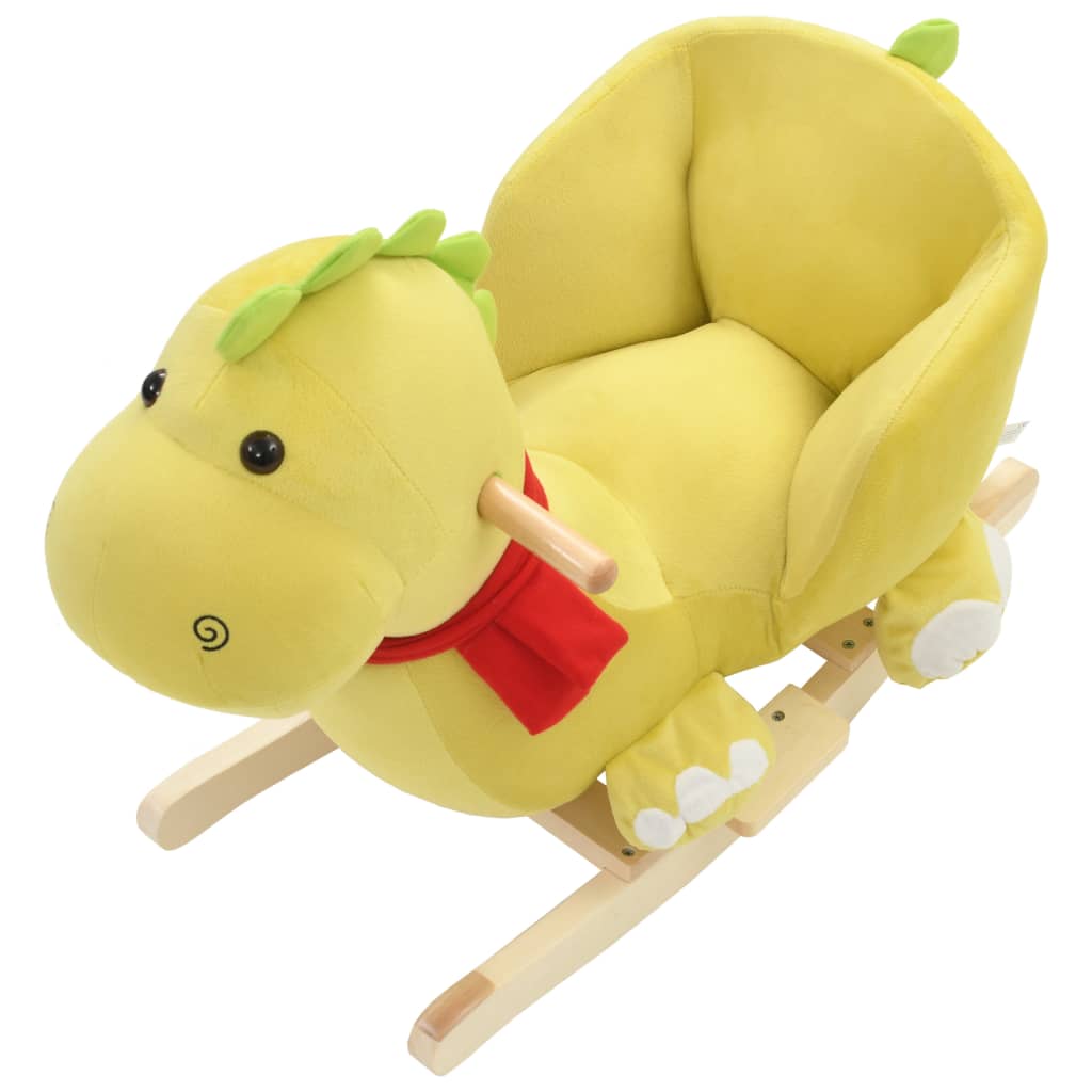 vidaXL Schaukeltier Drache mit Rückenlehne Plüsch 60x32x53 cm Gelbgrün