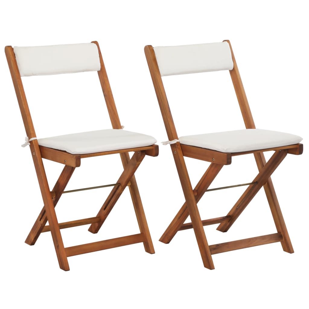 vidaXL 3-tlg. Bistro-Set Klappbar mit Auflagen Massivholz Akazie