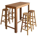 vidaXL Bartisch und Hocker-Set 5-tlg. Akazienholz Massiv