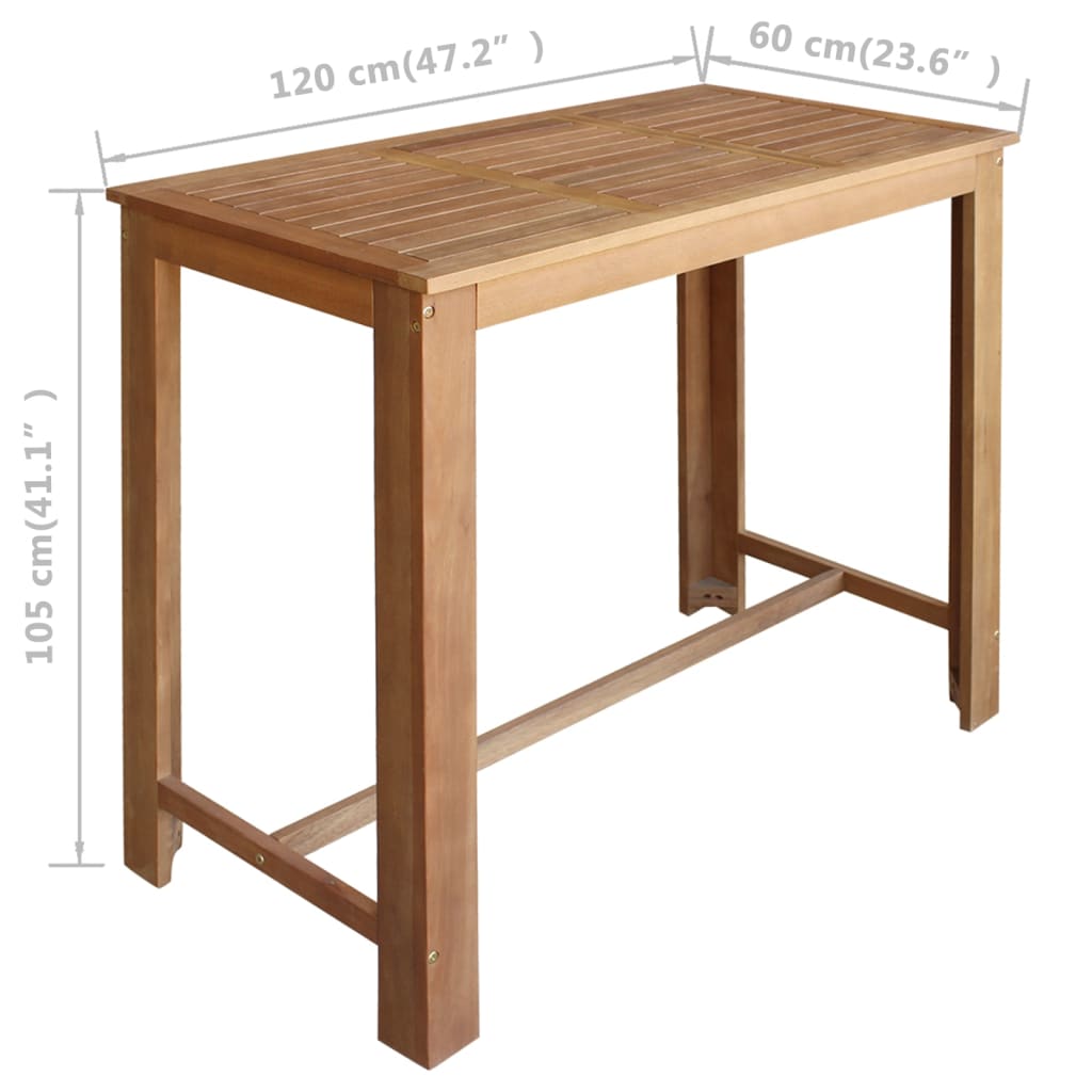 vidaXL Bartisch und Hocker-Set 5-tlg. Akazienholz Massiv
