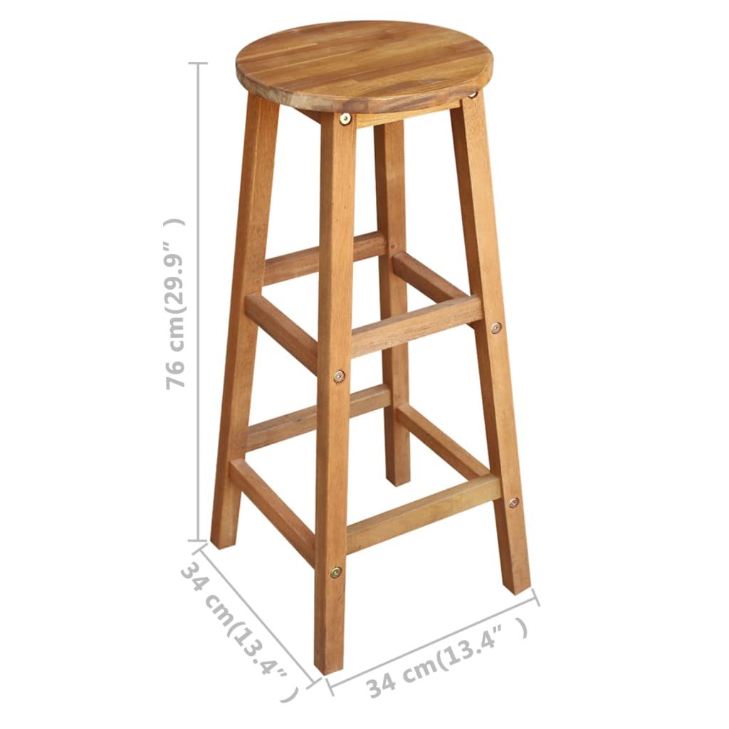 vidaXL Bartisch und Hocker-Set 5-tlg. Akazienholz Massiv