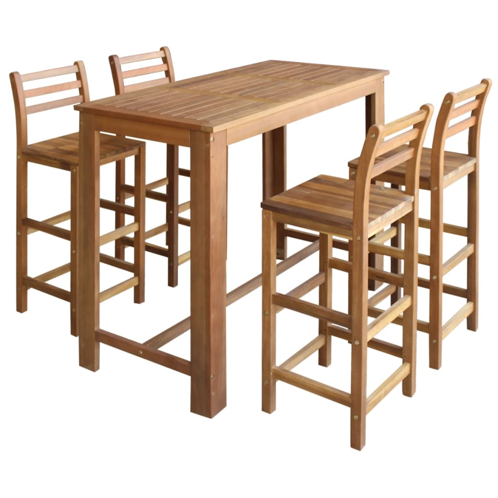 vidaXL Bartisch und Stuhl-Set 5-tlg. Akazienholz Massiv