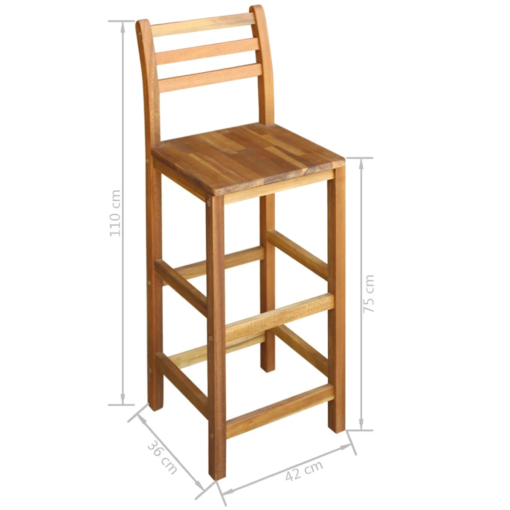 vidaXL Bartisch und Stuhl-Set 5-tlg. Akazienholz Massiv