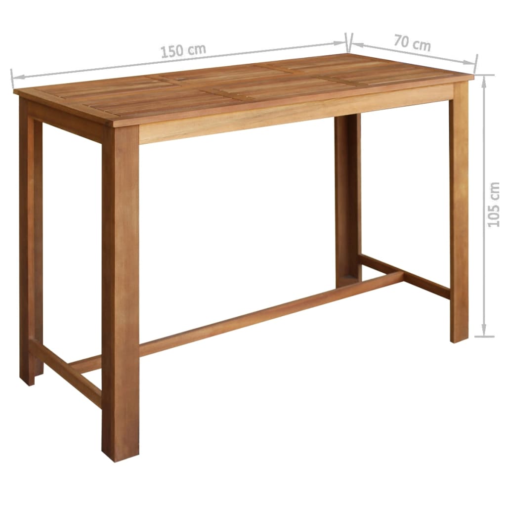 vidaXL Bartisch und Stuhl-Set 7-tlg. Akazienholz Massiv