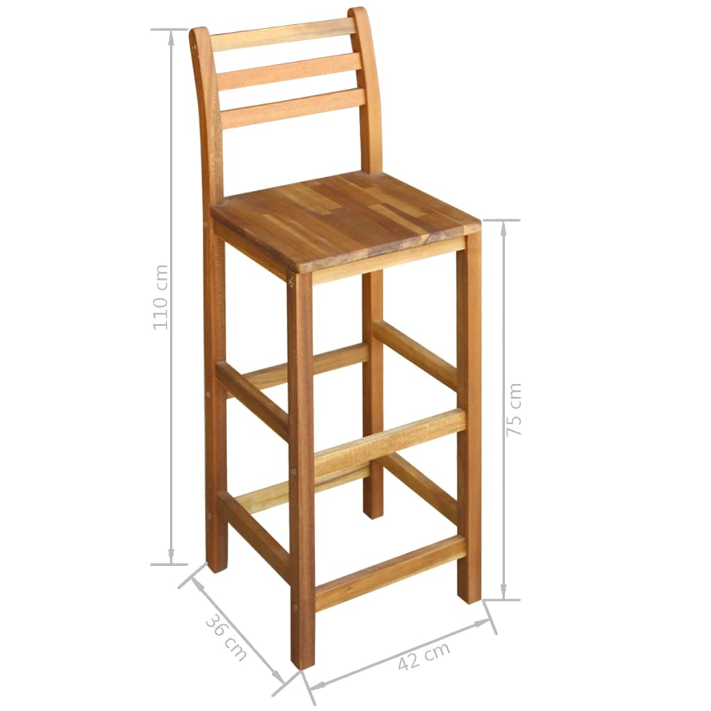 vidaXL Bartisch und Stuhl-Set 7-tlg. Akazienholz Massiv