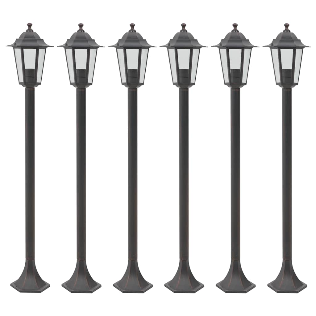vidaXL Garten-Pollerleuchte 6 Stk. E27 110 cm Aluminium Bronzefarben