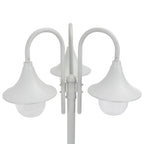 vidaXL Garten-Pollerleuchte E27 220 cm Aluminium 3-Laterne Weiß