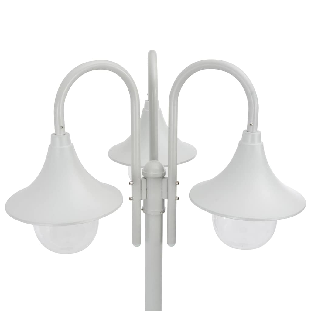 vidaXL Garten-Pollerleuchte E27 220 cm Aluminium 3-Laterne Weiß
