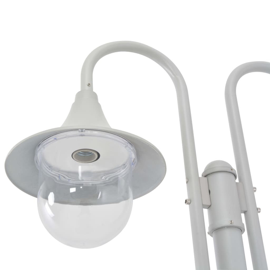 vidaXL Garten-Pollerleuchte E27 220 cm Aluminium 2-Laterne Weiß