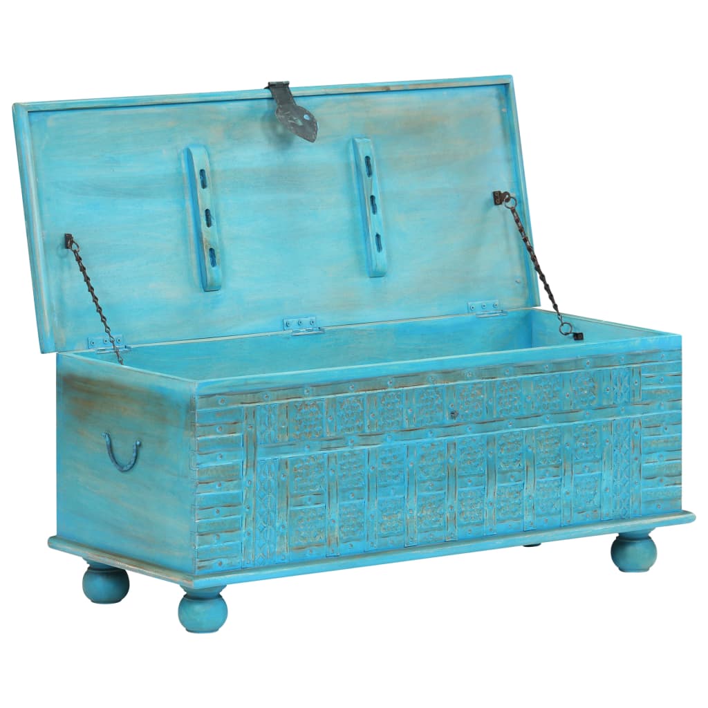 vidaXL Aufbewahrungstruhe Massivholz Mango Blau 100x40x41 cm