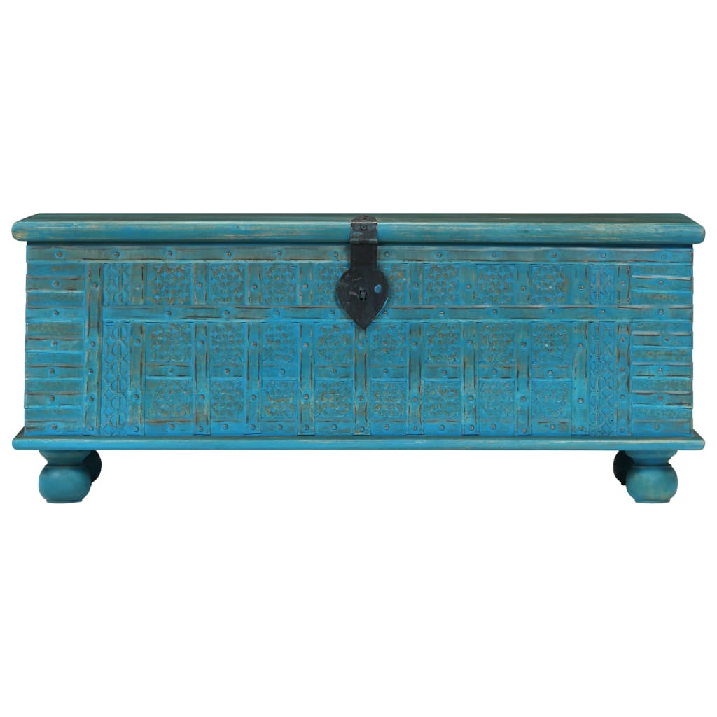 vidaXL Aufbewahrungstruhe Massivholz Mango Blau 100x40x41 cm