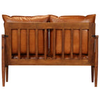 vidaXL 2-Sitzer-Sofa Echtleder Akazienholz Braun