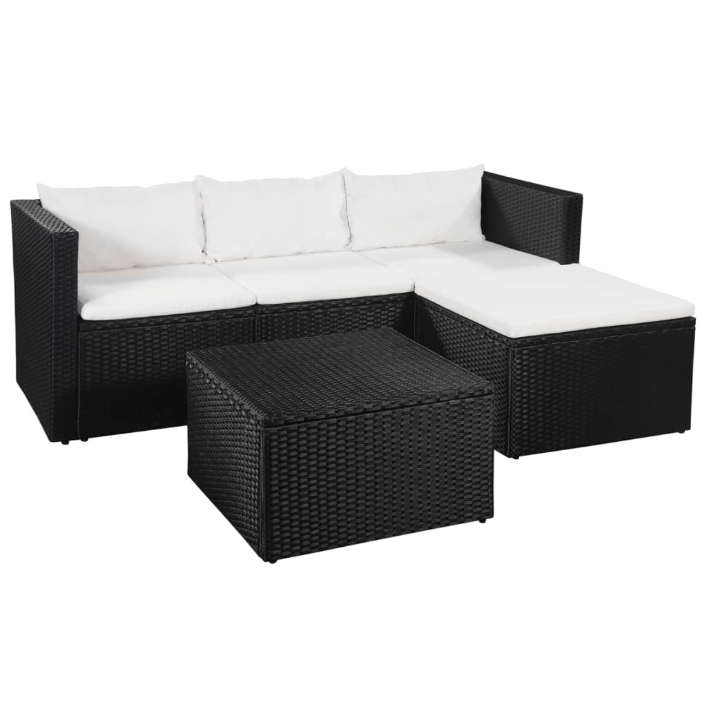 vidaXL 3-tlg. Garten-Lounge-Set Poly Rattan Schwarz und Weiß