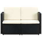 vidaXL 2-Sitzer-Gartensofa mit Auflagen Schwarz Poly Rattan