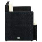 vidaXL 2-Sitzer-Gartensofa mit Auflagen Schwarz Poly Rattan