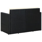 vidaXL 2-Sitzer-Gartensofa mit Auflagen Schwarz Poly Rattan