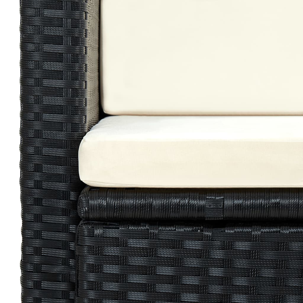 vidaXL 2-Sitzer-Gartensofa mit Auflagen Schwarz Poly Rattan
