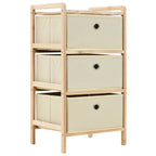 vidaXL Korb-Kommode mit 3 Stoffkörben Zedernholz Beige
