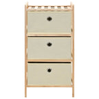 vidaXL Korb-Kommode mit 3 Stoffkörben Zedernholz Beige