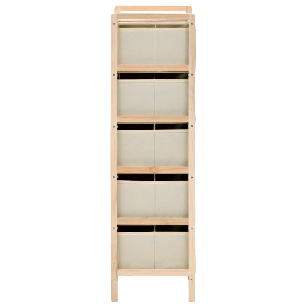 vidaXL Korb-Kommode mit 5 Stoffkörben Zedernholz Beige