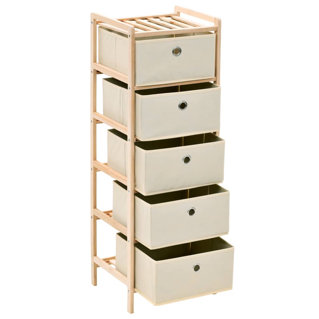 vidaXL Korb-Kommode mit 5 Stoffkörben Zedernholz Beige