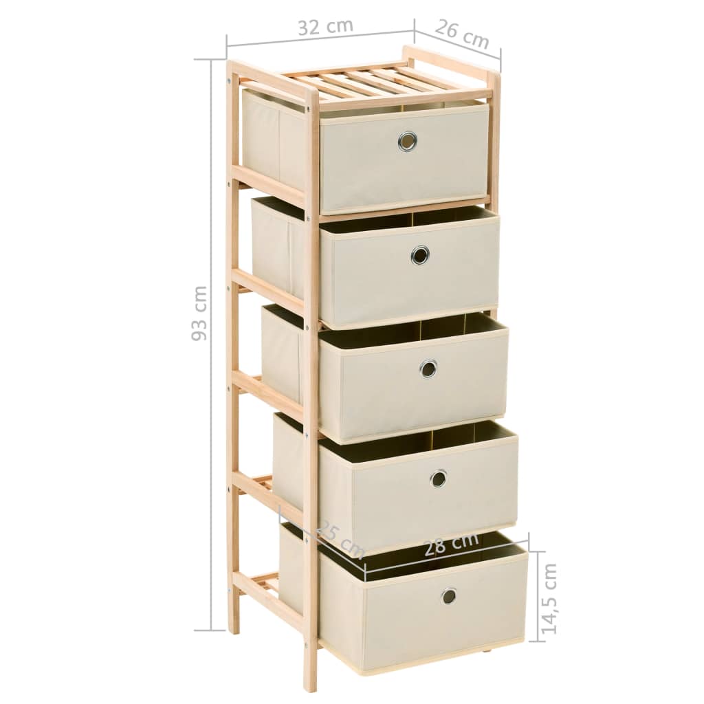 vidaXL Korb-Kommode mit 5 Stoffkörben Zedernholz Beige