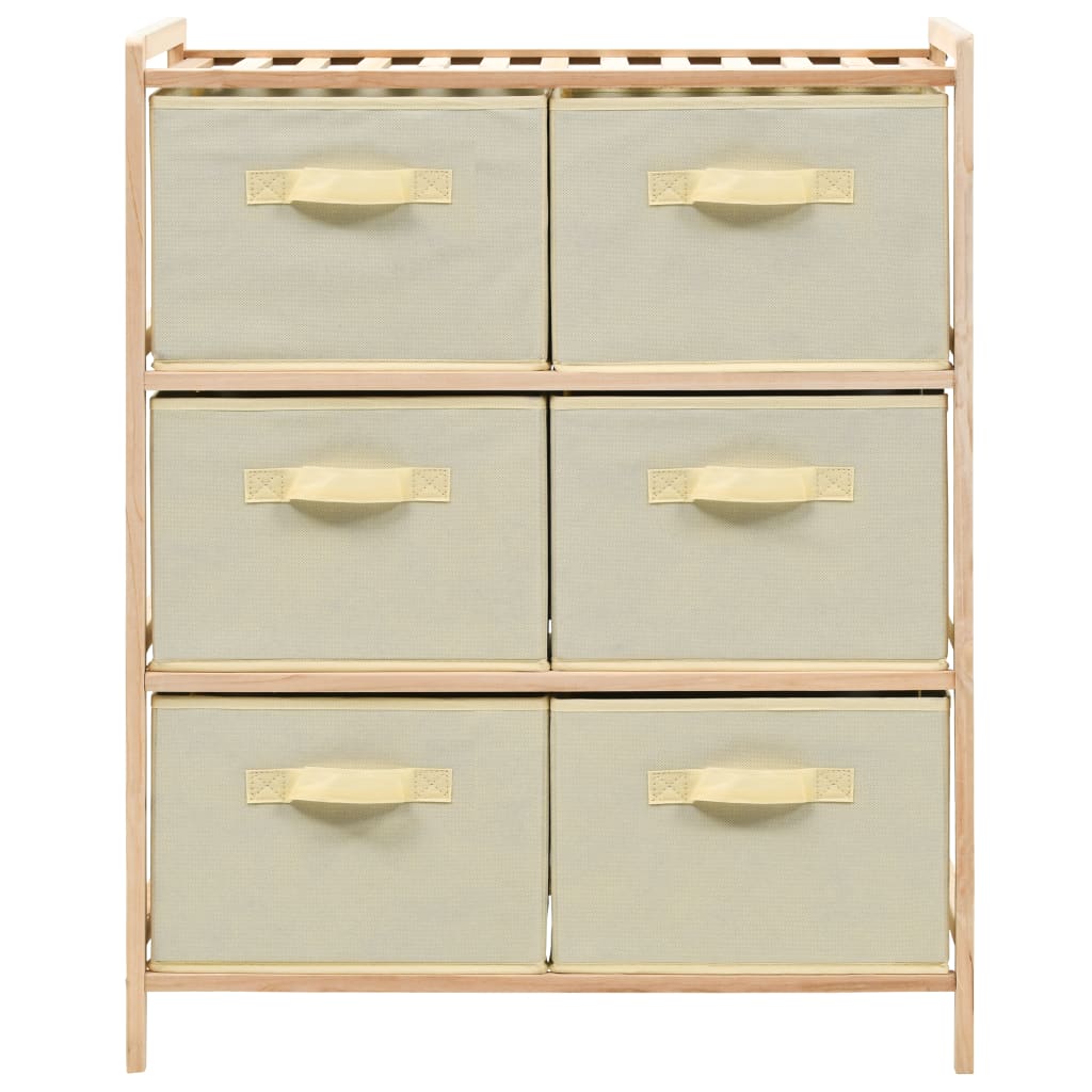 vidaXL Korb-Kommode mit 6 Stoffkörben Zedernholz Beige