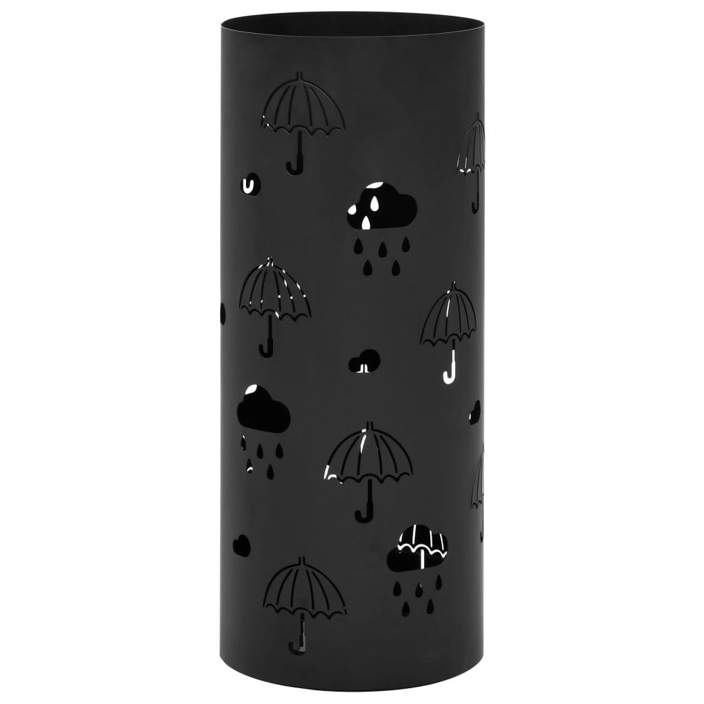 vidaXL Regenschirmständer Regenschirm-Motiv Stahl Schwarz