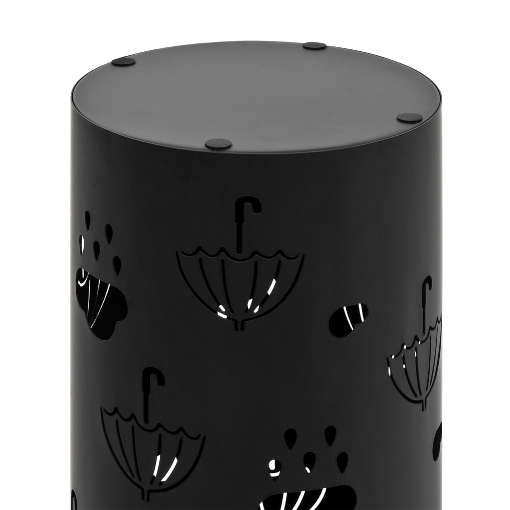 vidaXL Regenschirmständer Regenschirm-Motiv Stahl Schwarz