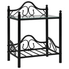 vidaXL Nachttisch Stahl und Hartglas 45x30,5x60 cm Schwarz