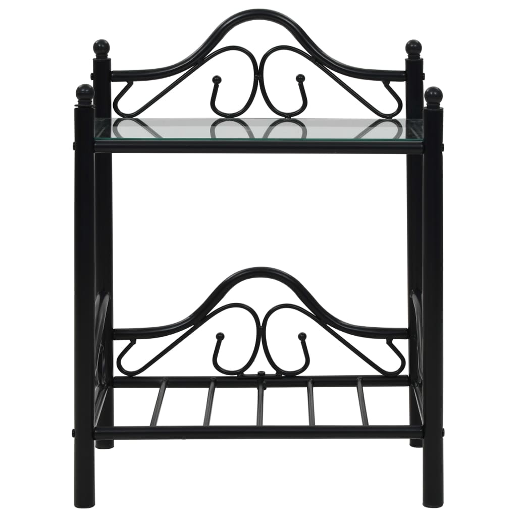 vidaXL Nachttisch Stahl und Hartglas 45x30,5x60 cm Schwarz