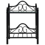 vidaXL Nachttisch Stahl und Hartglas 45x30,5x60 cm Schwarz