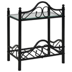 vidaXL Nachttisch Stahl und Hartglas 45x30,5x60 cm Schwarz