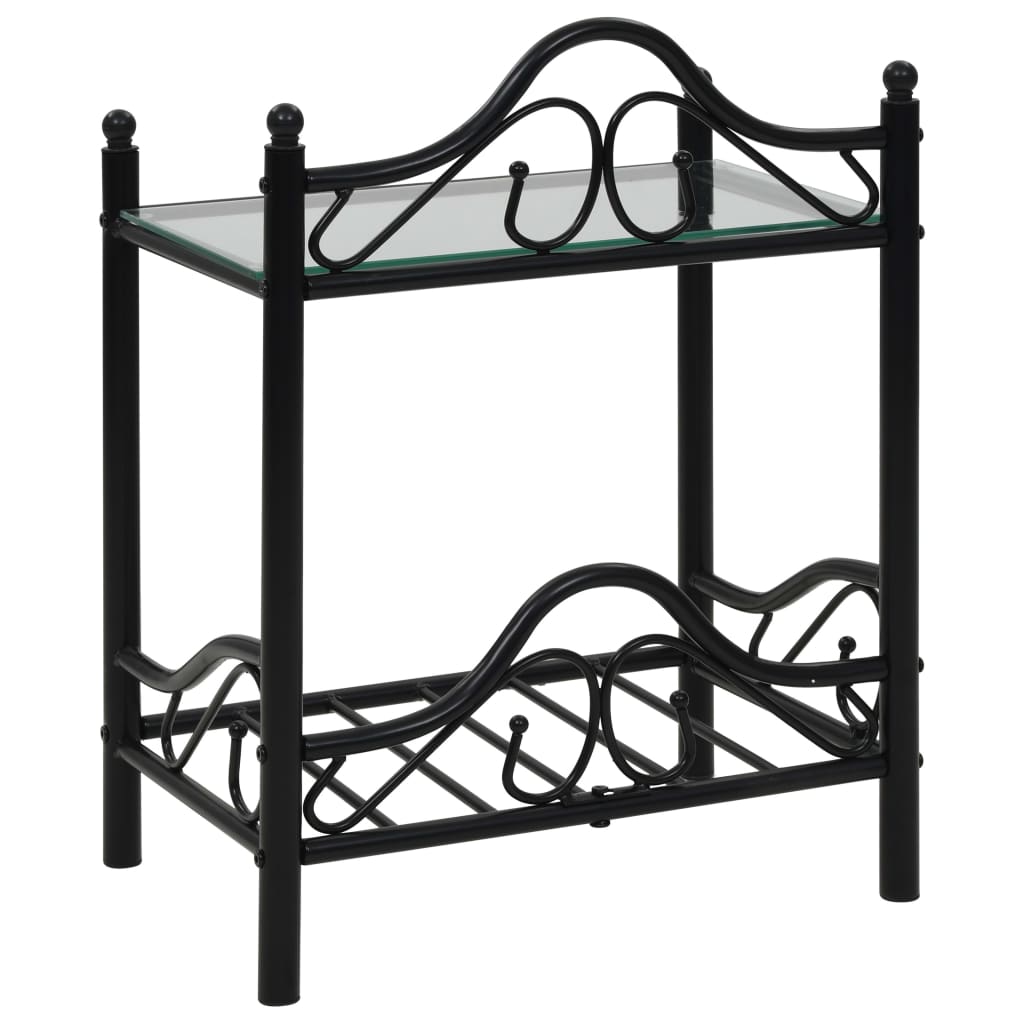 vidaXL Nachttisch Stahl und Hartglas 45x30,5x60 cm Schwarz