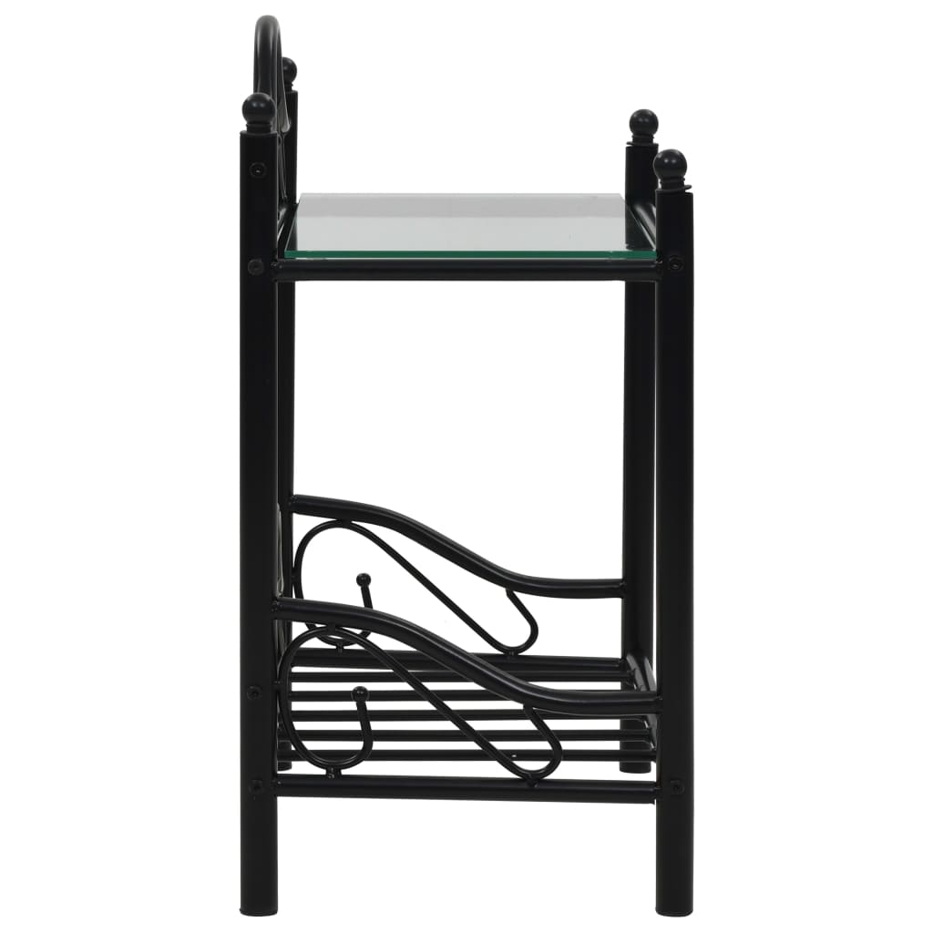 vidaXL Nachttisch Stahl und Hartglas 45x30,5x60 cm Schwarz