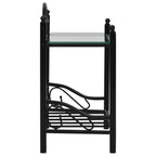 vidaXL Nachttisch Stahl und Hartglas 45x30,5x60 cm Schwarz