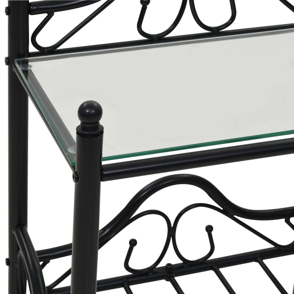 vidaXL Nachttisch Stahl und Hartglas 45x30,5x60 cm Schwarz