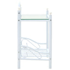 vidaXL Nachttische 2 Stk. Stahl und Hartglas 45x30,5x60 cm Weiß