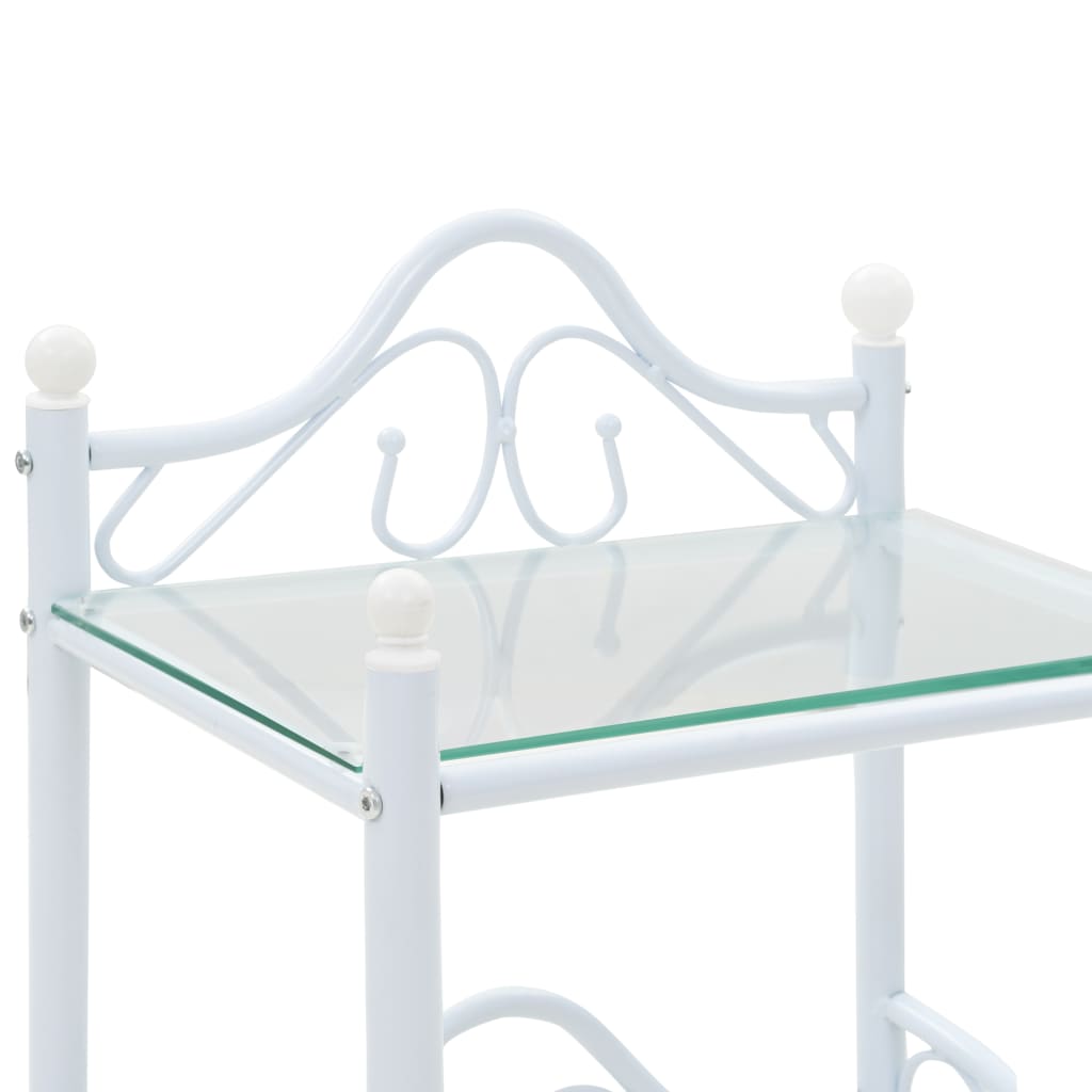 vidaXL Nachttische 2 Stk. Stahl und Hartglas 45x30,5x60 cm Weiß