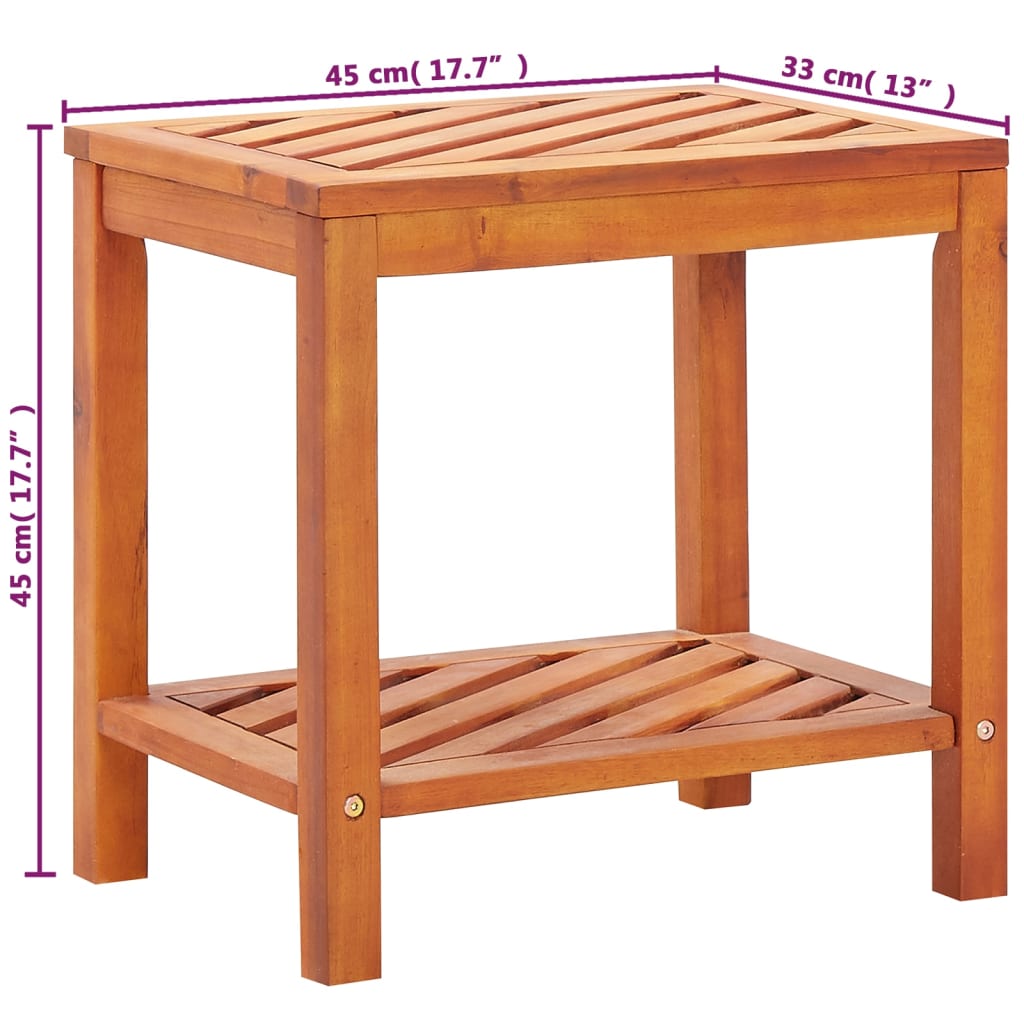 vidaXL Beistelltisch Akazienholz Massiv 45 x 33 x 45 cm