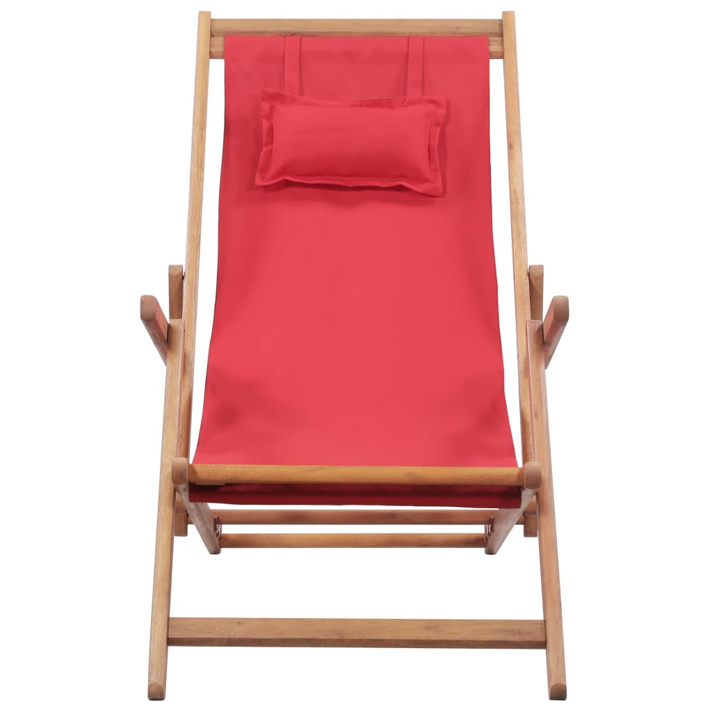 vidaXL Strandstuhl Klappbar Stoff und Massivholz Rot