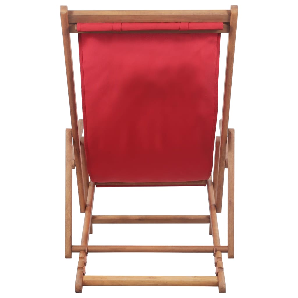 vidaXL Strandstuhl Klappbar Stoff und Massivholz Rot