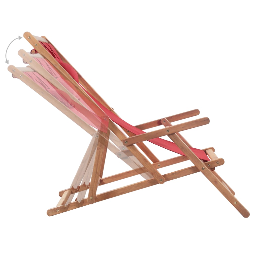 vidaXL Strandstuhl Klappbar Stoff und Massivholz Rot